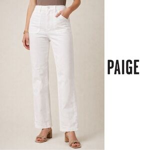 PAIGE Mayslie White Utility Straight Leg Jeans High Rise Patch Pocket 30 EUC LN